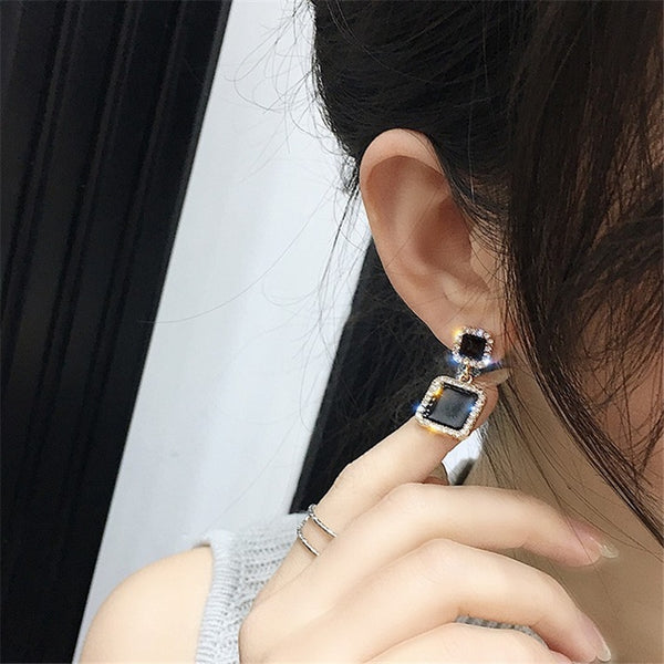 Black Square Geometric Earrings