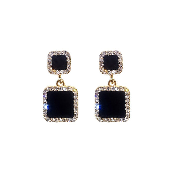 Black Square Geometric Earrings