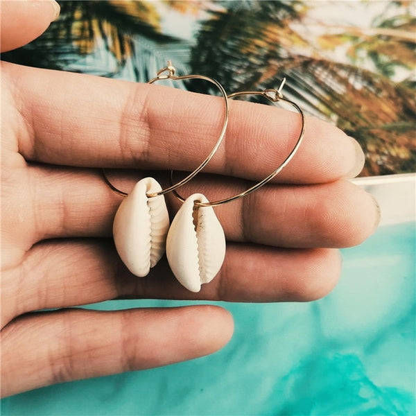 Pearl Sea Shell Earrings For Women Gold Color