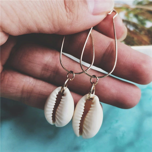 Pearl Sea Shell Earrings For Women Gold Color