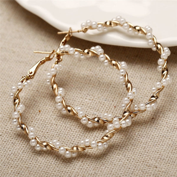 Pearl Sea Shell Earrings For Women Gold Color