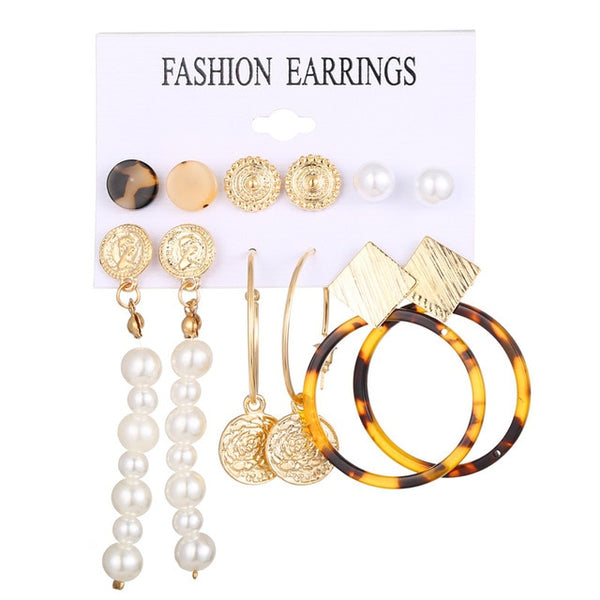 Fashion Vintage Gold Pearl Round Circle