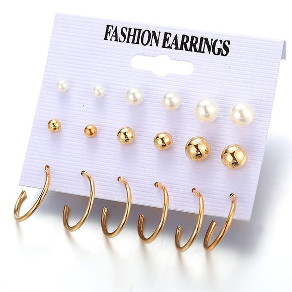 Fashion Vintage Gold Pearl Round Circle