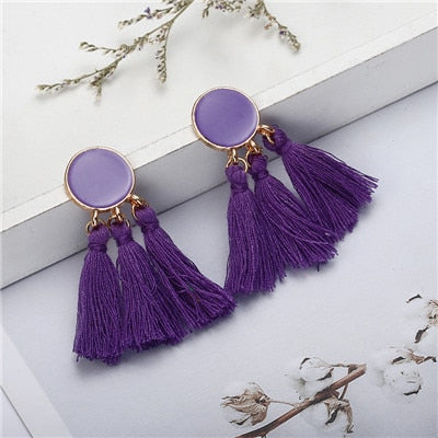 Bohemia Statement Tassel Earrings Gold
