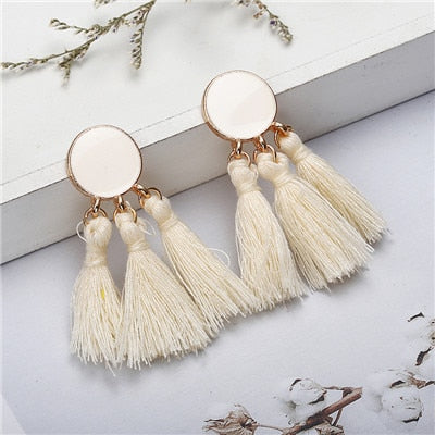 Bohemia Statement Tassel Earrings Gold
