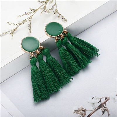 Bohemia Statement Tassel Earrings Gold