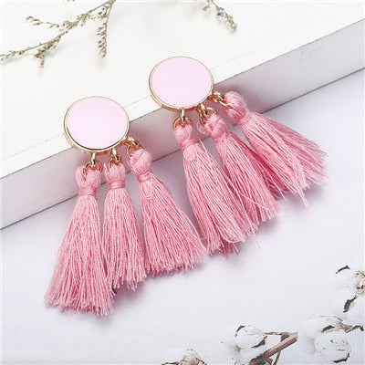 Bohemia Statement Tassel Earrings Gold
