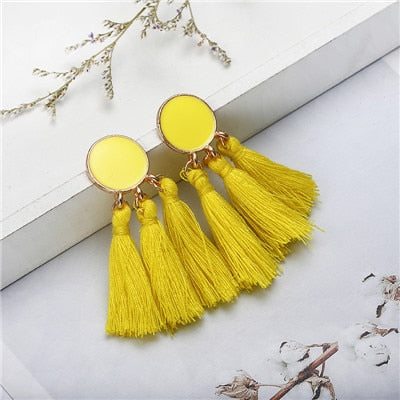 Bohemia Statement Tassel Earrings Gold