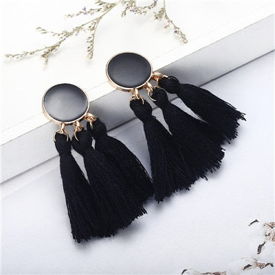 Bohemia Statement Tassel Earrings Gold