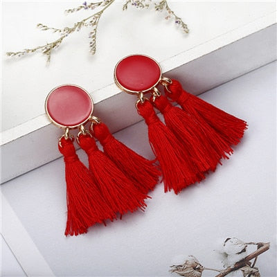 Bohemia Statement Tassel Earrings Gold