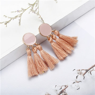 Bohemia Statement Tassel Earrings Gold