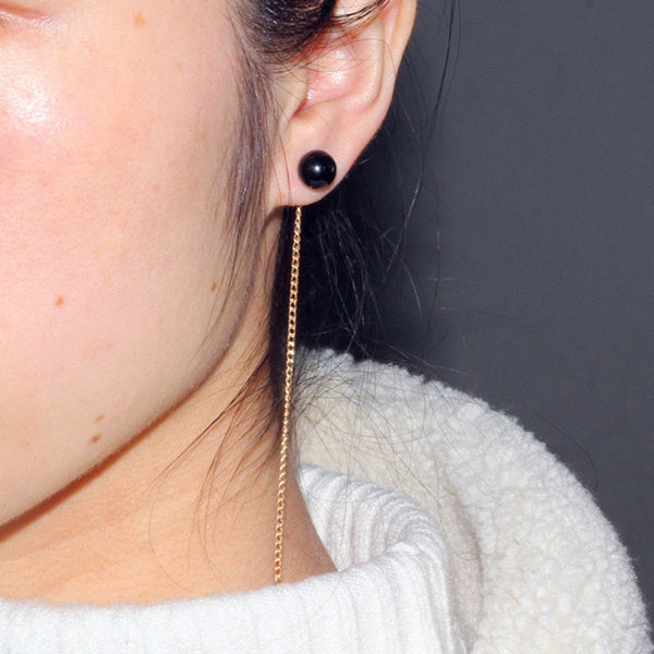 Golden Silver Plated Dangle Hanging Black