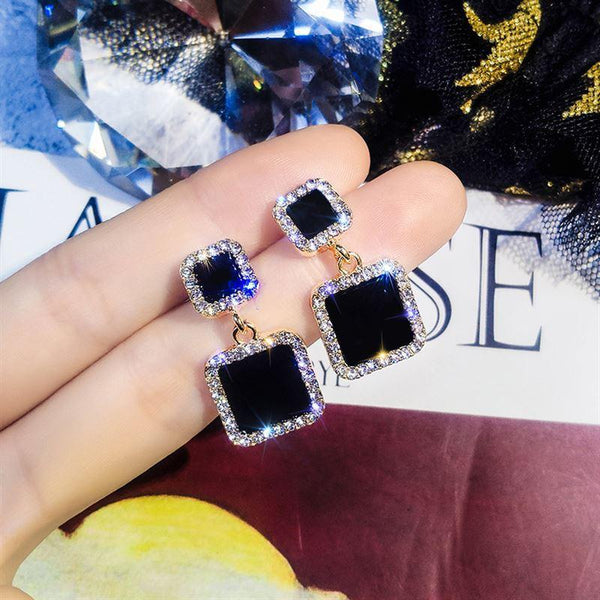 Black Square Geometric Earrings