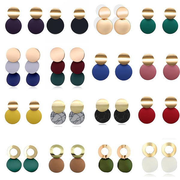 Fashion Statement Earrings Black White Gold Round