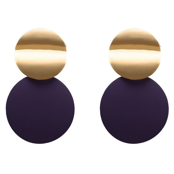 Fashion Statement Earrings Black White Gold Round