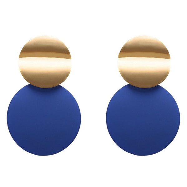 Fashion Statement Earrings Black White Gold Round