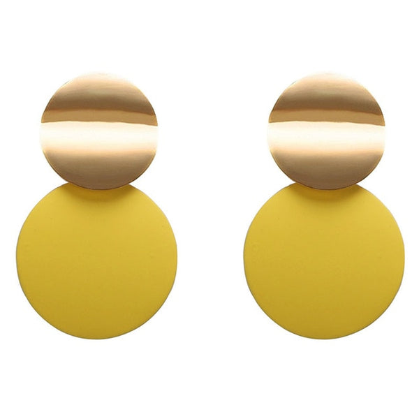Fashion Statement Earrings Black White Gold Round