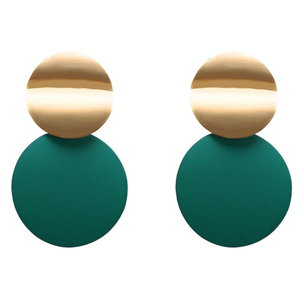 Fashion Statement Earrings Black White Gold Round