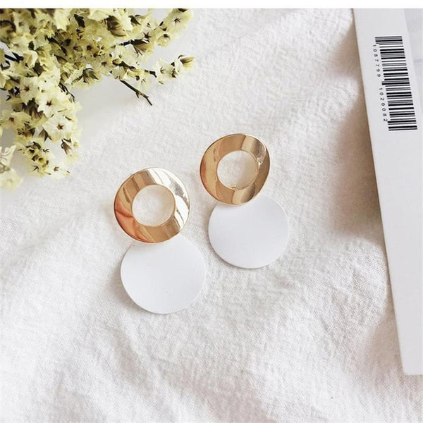 Fashion Statement Earrings Black White Gold Round