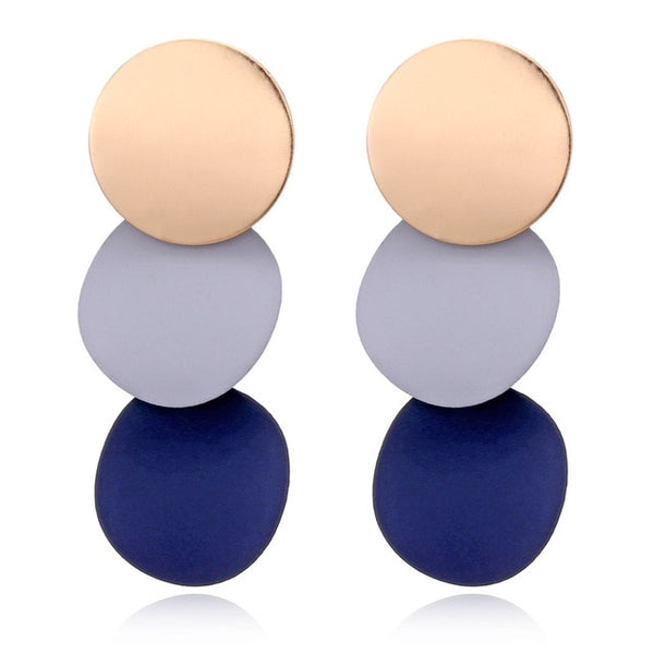 Fashion Statement Earrings Black White Gold Round
