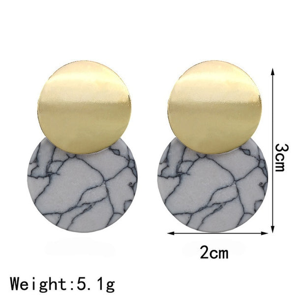 Fashion Statement Earrings Black White Gold Round
