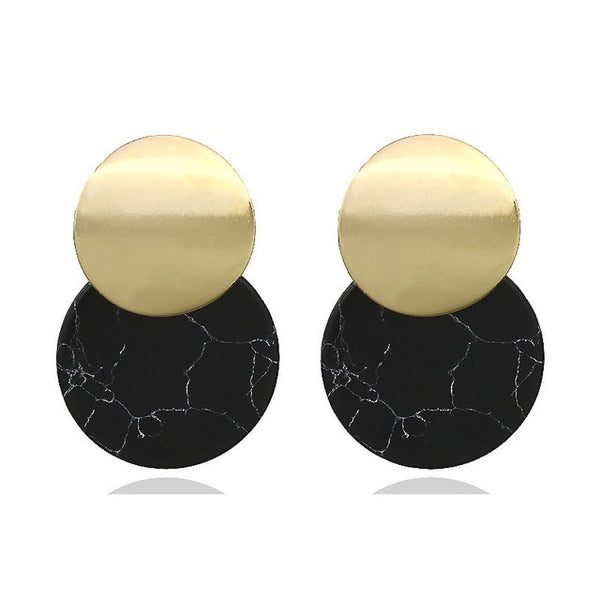Fashion Statement Earrings Black White Gold Round
