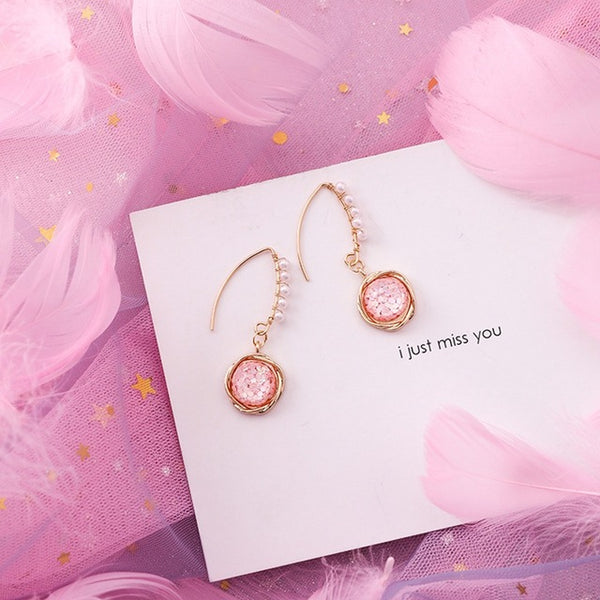 Flower Sweet Geometric Earring Simulated Pearl