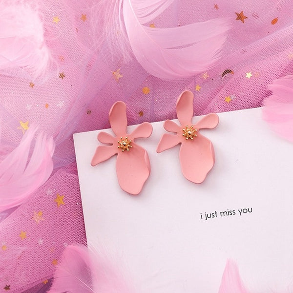 Flower Sweet Geometric Earring Simulated Pearl