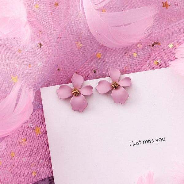 Flower Sweet Geometric Earring Simulated Pearl