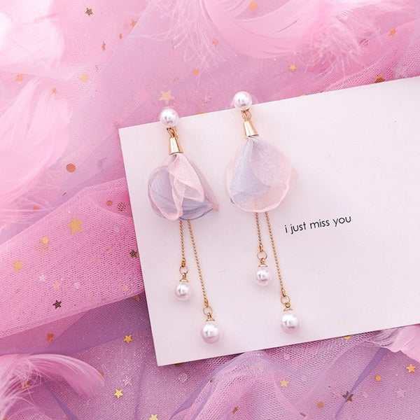 Flower Sweet Geometric Earring Simulated Pearl